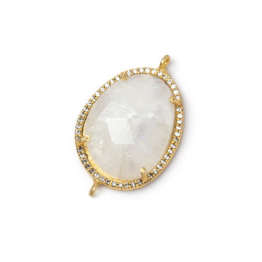 23x19mm Vermeil CZ Bezel Rainbow Moonstone Faceted Nugget Connector 1 Focal (ONLINE ORDER ONLY)