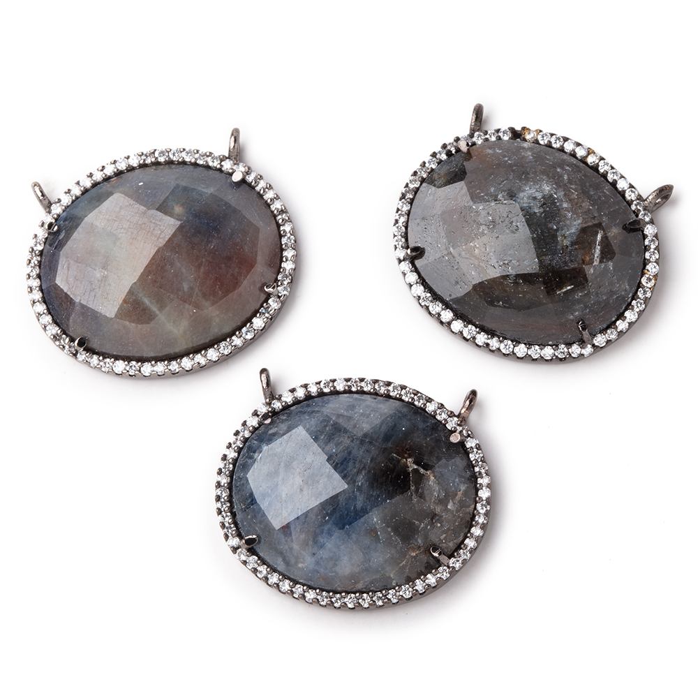 23x20mm Black Gold CZ Bezel Sapphire Oval Connector 1 Focal Bead (ONLINE ORDER ONLY)