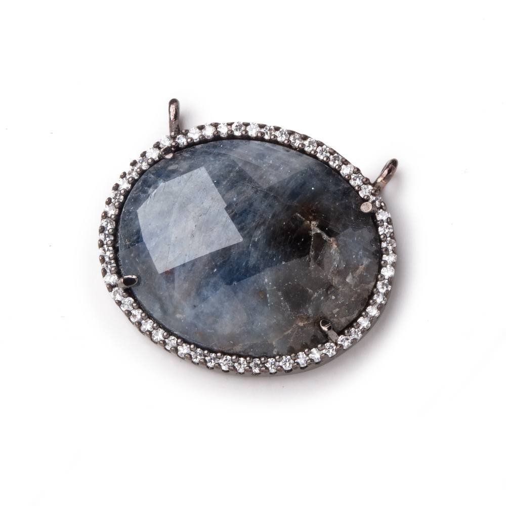 23x20mm Black Gold CZ Bezel Sapphire Oval Connector 1 Focal Bead (ONLINE ORDER ONLY)
