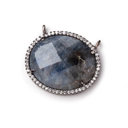 23x20mm Black Gold CZ Bezel Sapphire Oval Connector 1 Focal Bead (ONLINE ORDER ONLY)