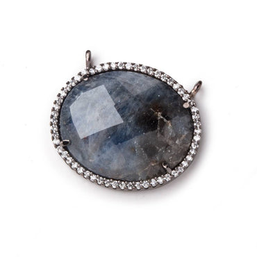 23x20mm Black Gold CZ Bezel Sapphire Oval Connector 1 Focal Bead (ONLINE ORDER ONLY)
