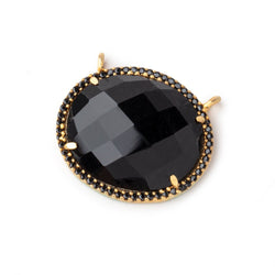 23x20mm Vermeil & Black CZ Bezel Black Chalcedony Oval Connector 1 Focal Bead (ONLINE ORDER ONLY)