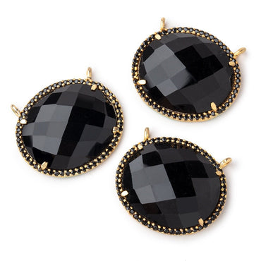 23x20mm Vermeil & Black CZ Bezel Black Chalcedony Oval Connector 1 Focal Bead (ONLINE ORDER ONLY)