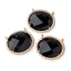 23x20mm Vermeil CZ Bezel Black Chalcedony Oval Connector 1 Focal Bead (ONLINE ORDER ONLY)