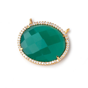 23x20mm Vermeil CZ Bezel Green Onyx Oval Connector 1 Focal Bead (ONLINE ORDER ONLY)