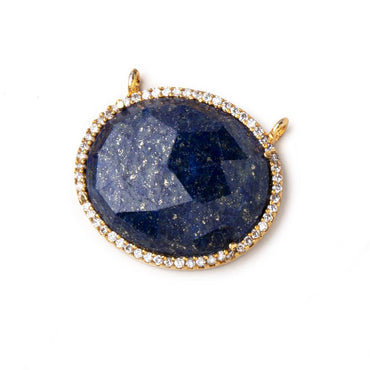 23x20mm Vermeil CZ Bezel Lapis Lazuli Oval Connector 1 Focal Bead (ONLINE ORDER ONLY)