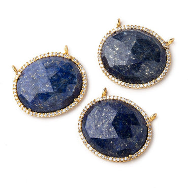 23x20mm Vermeil CZ Bezel Lapis Lazuli Oval Connector 1 Focal Bead (ONLINE ORDER ONLY)