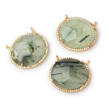23x20mm Vermeil CZ Bezel Prehnite Oval Connector 1 Focal Bead (ONLINE ORDER ONLY)