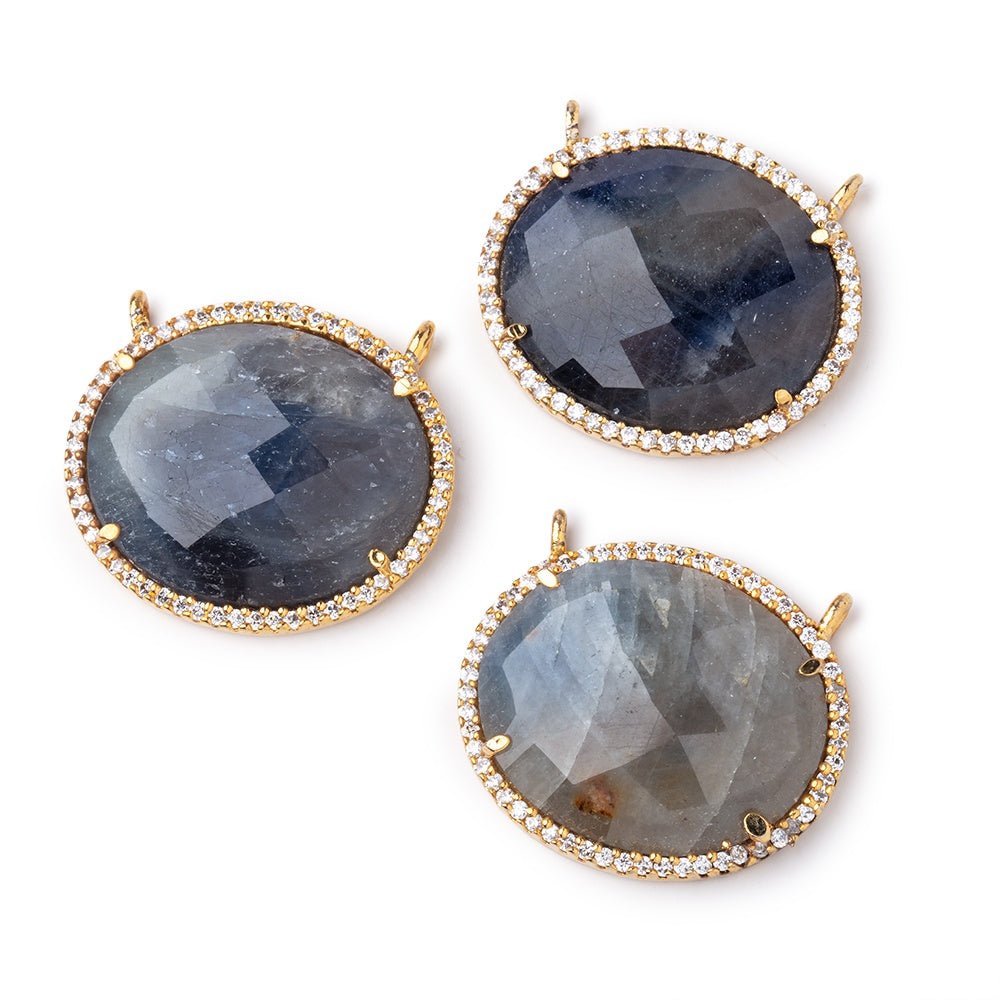 23x20mm Vermeil CZ Bezel Sapphire Oval Connector 1 Focal Bead (ONLINE ORDER ONLY)