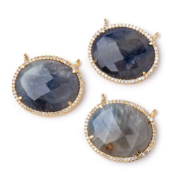 23x20mm Vermeil CZ Bezel Sapphire Oval Connector 1 Focal Bead (ONLINE ORDER ONLY)