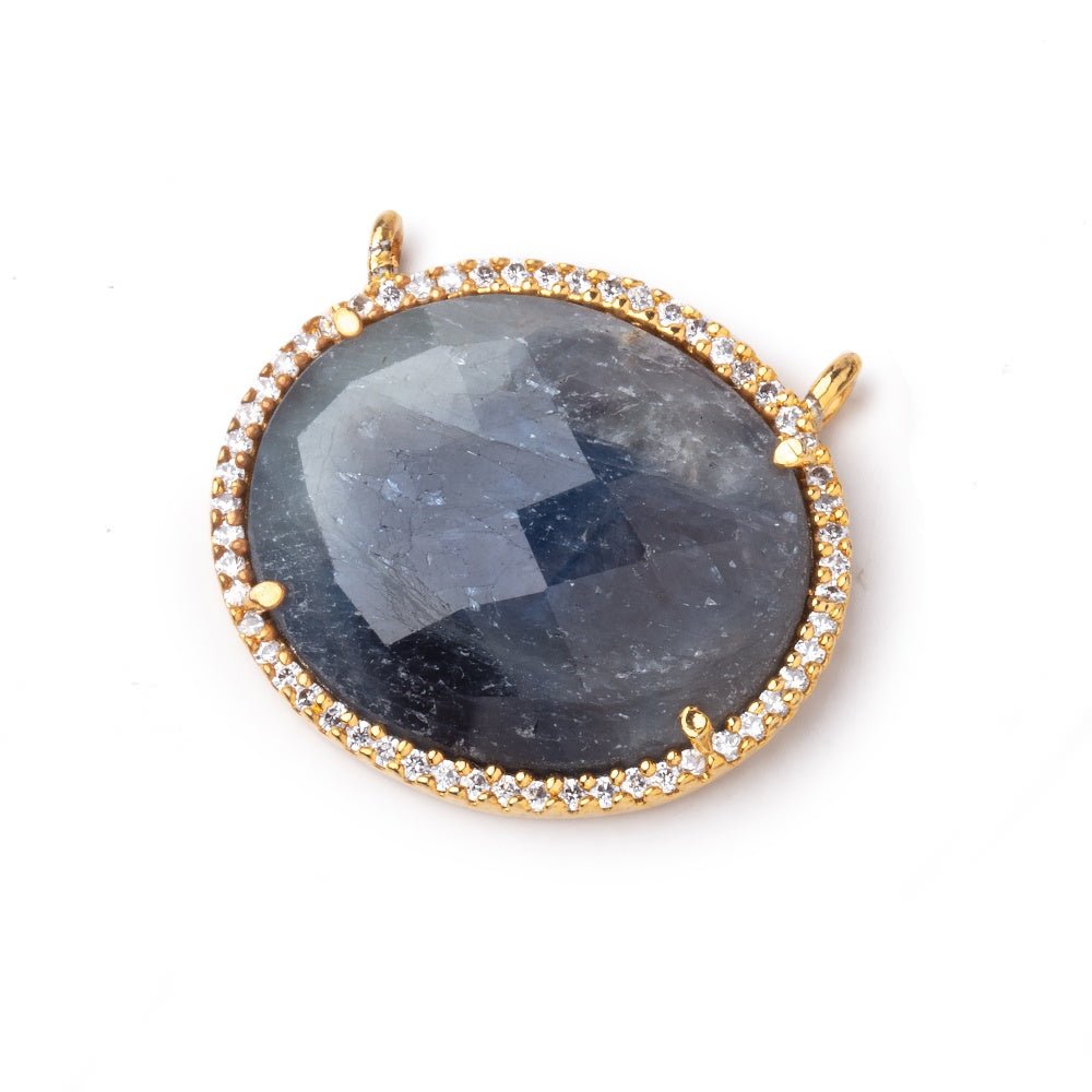 23x20mm Vermeil CZ Bezel Sapphire Oval Connector 1 Focal Bead (ONLINE ORDER ONLY)