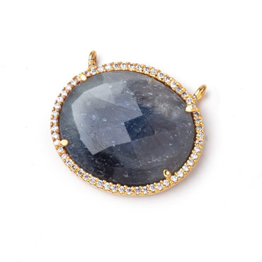 23x20mm Vermeil CZ Bezel Sapphire Oval Connector 1 Focal Bead (ONLINE ORDER ONLY)