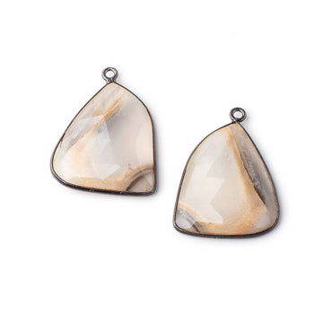23x21mm Black Gold Bezeled Agate Freeform Set of 2 Pendants (ONLINE ORDER ONLY)