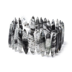 23x6-30x7mm Black Moss Quartz Double Drill Marquise Beads 7.5 inch 29 pieces (ONLINE ORDER ONLY)