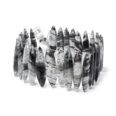 23x6-30x7mm Black Moss Quartz Double Drill Marquise Beads 7.5 inch 29 pieces (ONLINE ORDER ONLY)