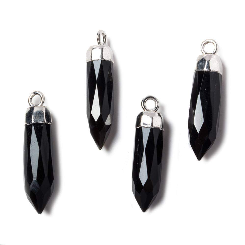 23x6mm Silver Leafed Black Chalcedony Spike Pendants 1 piece (ONLINE ORDER ONLY)