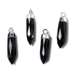 23x6mm Silver Leafed Black Chalcedony Spike Pendants 1 piece (ONLINE ORDER ONLY)