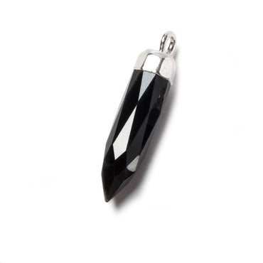 23x6mm Silver Leafed Black Chalcedony Spike Pendants 1 piece (ONLINE ORDER ONLY)