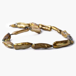 23x8mm Golden Green Biwa Freshwater Pearl 16 inch 18 pieces (ONLINE ORDER ONLY)