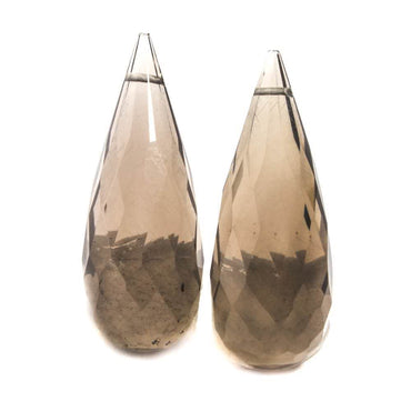 23x9mm Smoky Quartz Faceted Tear Drop Focal Bead Set of 2 (ONLINE ORDER ONLY)
