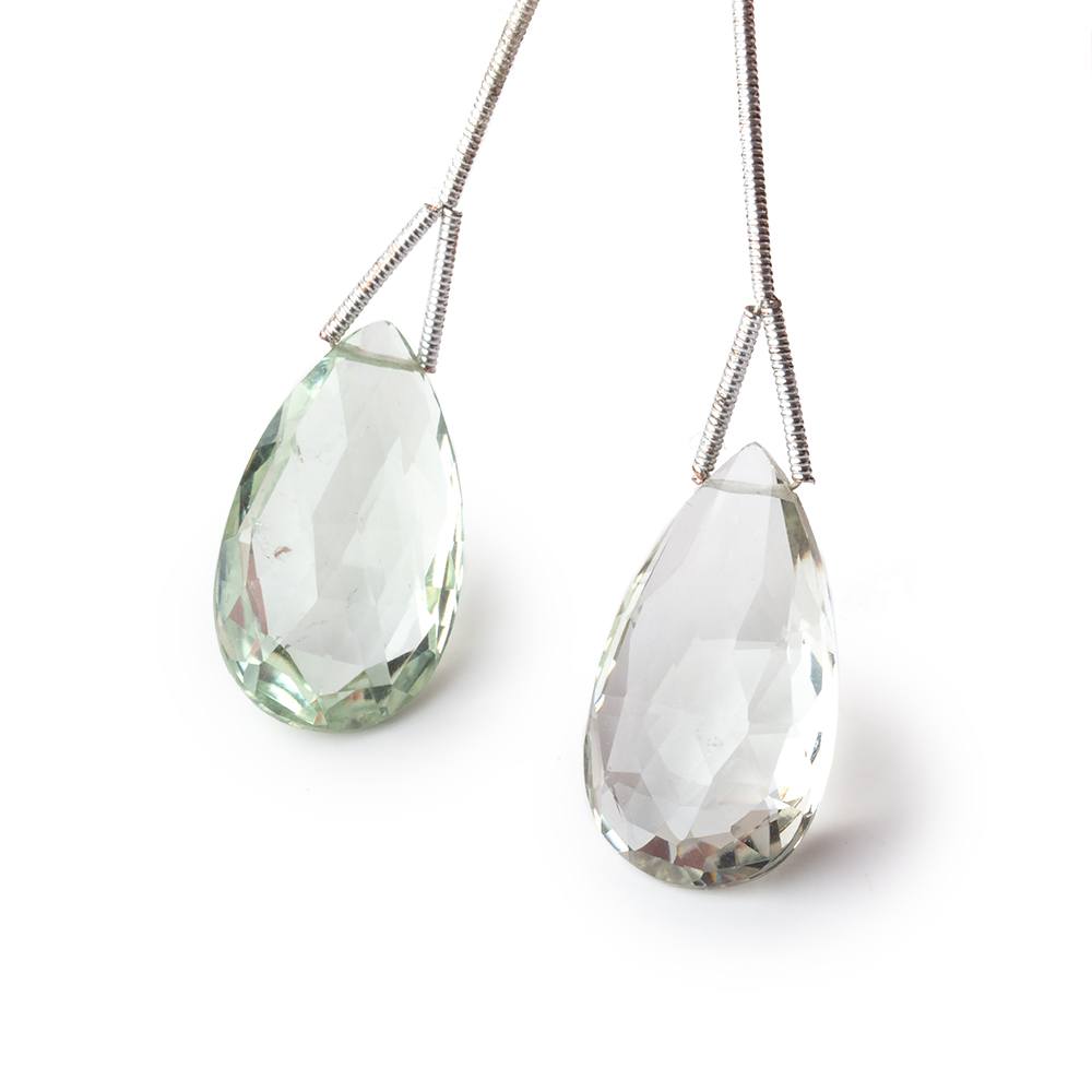 24-25mm Prasiolite Faceted Pear Set of 2 Focal Beads (ONLINE ORDER ONLY)
