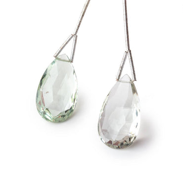 24-25mm Prasiolite Faceted Pear Set of 2 Focal Beads (ONLINE ORDER ONLY)