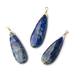 24-26mm Lapis Lazuli Vermeil Wire Wrapped Faceted Pear Focal 1 Piece (ONLINE ORDER ONLY)