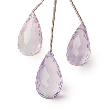 24-26mm Pink Amethyst Faceted Tear Drop Set of 3 Focal Beads (ONLINE ORDER ONLY)
