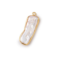 24-26mm Vermeil Bezel Pink Biwa Pearl Pendant 1 Piece (ONLINE ORDER ONLY)