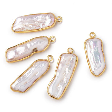 24-26mm Vermeil Bezel Pink Biwa Pearl Pendant 1 Piece (ONLINE ORDER ONLY)
