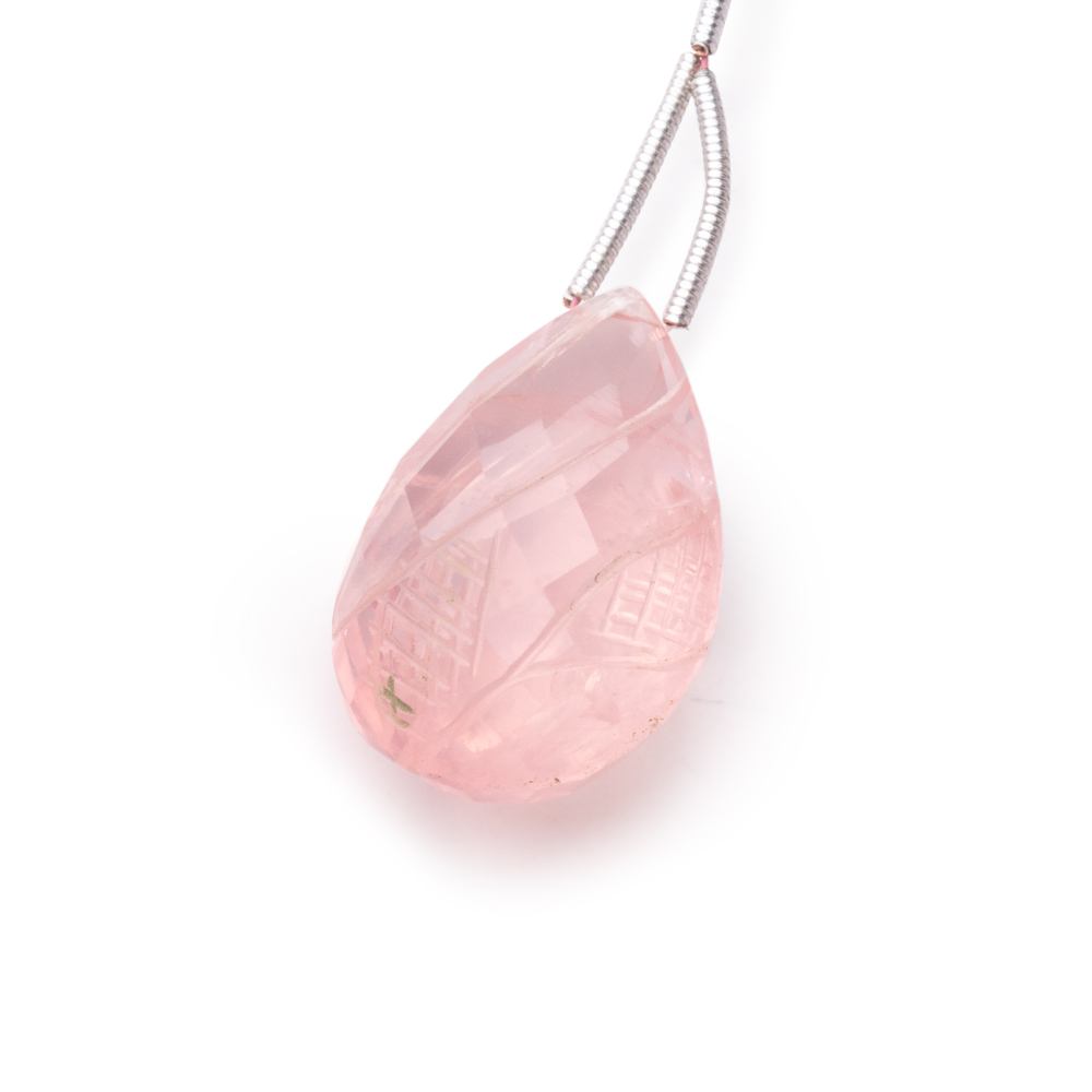 24-27mm Rose Quartz Hand Carved Pear Focal Bead 1 piece (ONLINE ORDER ONLY)