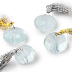 24-28mm Aquamarine plain rondelle focal bead 1 piece (ONLINE ORDER ONLY)