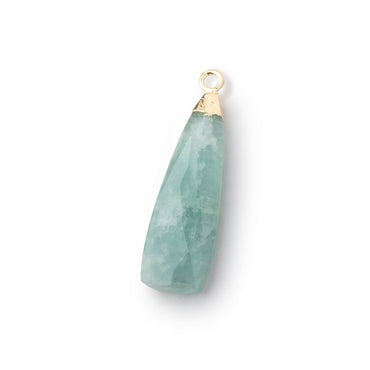 24-30mm Gold Leafed Aquamarine Elongated Triangle Pendant 1 piece (ONLINE ORDER ONLY)