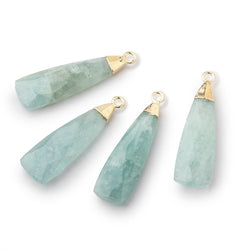 24-30mm Gold Leafed Aquamarine Elongated Triangle Pendant 1 piece (ONLINE ORDER ONLY)