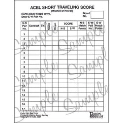 ACBL Short Traveling Score Pad (200 Sheets) #244 (ONLINE ORDER ONLY)