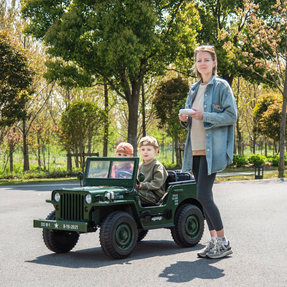 24V Freddo Military Willy Truck 3 Seater Electric Ride on (ONLINE ORDER ONLY)