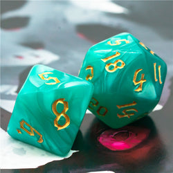 Seafoam Macaron 7-Dice Blend Set w/Gold Numbers (Online Only)