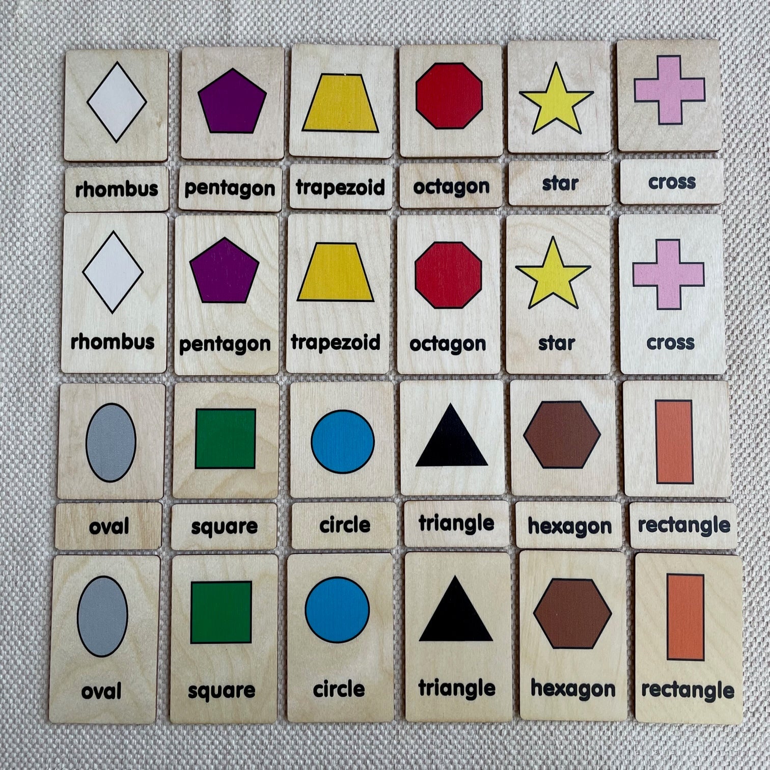 Shapes 3-Part Wood Tile Cards (ONLINE ORDER ONLY)