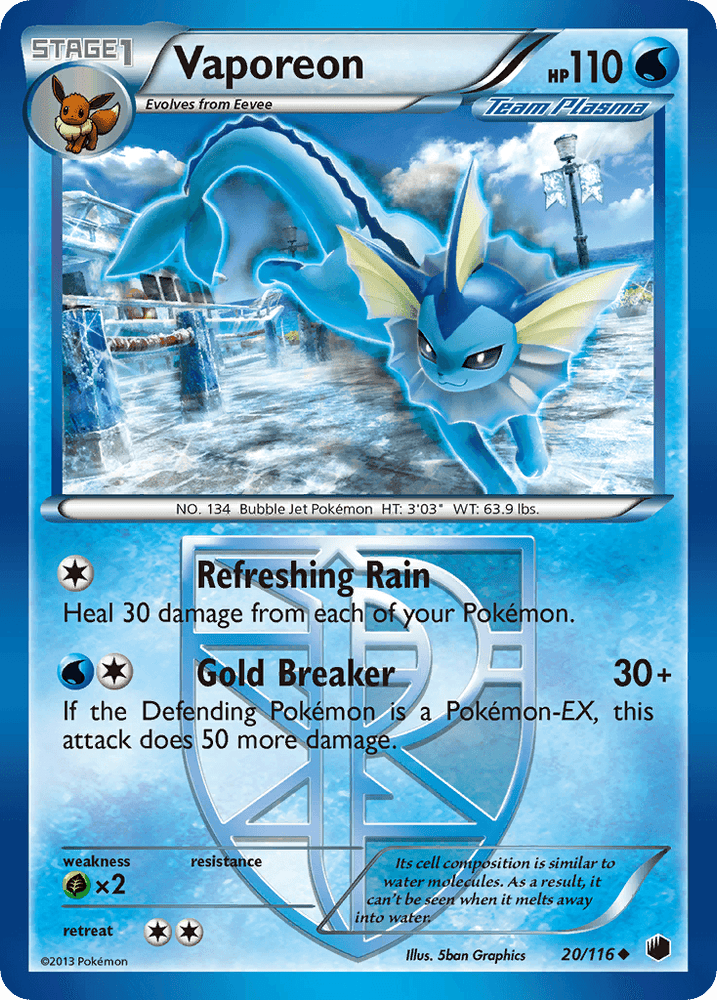 Vaporeon (20/116) [Black & White: Plasma Freeze] (Online Only)