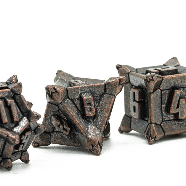 Ancient Copper Pinwheel Strengthened Metal 7-Dice Set | Metal DND Dice (Online Only)