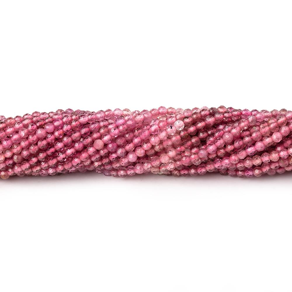 2.4mm Pink Tourmaline Micro Faceted Round Beads 12.5 inch 144 pieces (ONLINE ORDER ONLY)