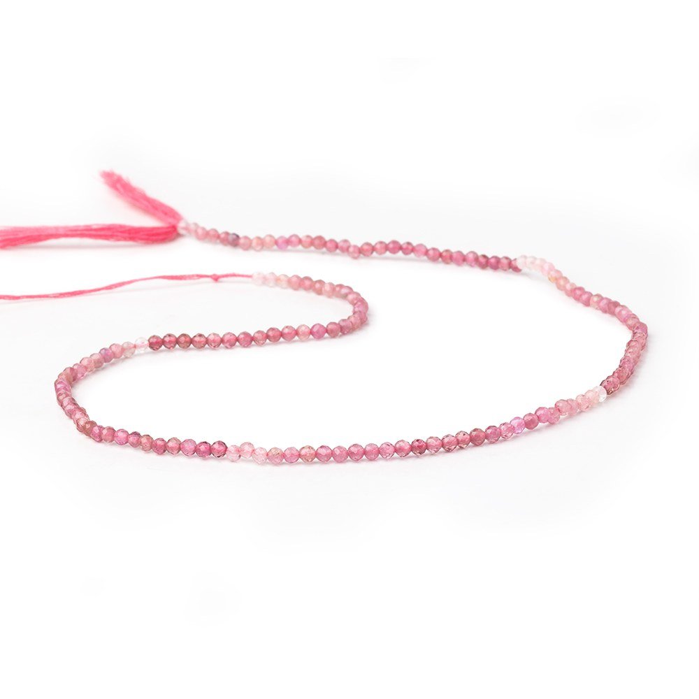 2.4mm Pink Tourmaline Micro Faceted Round Beads 12.5 inch 144 pieces (ONLINE ORDER ONLY)