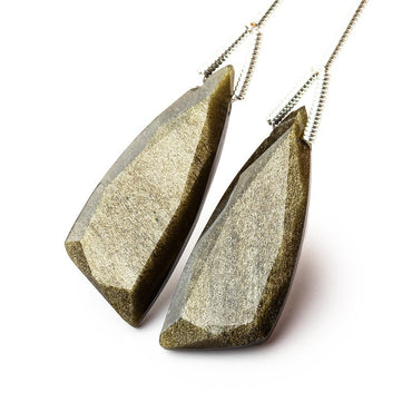 24x10mm Golden Sheen Obsidian Fancy Shape Briolette Set of 2 Focals (ONLINE ORDER ONLY)