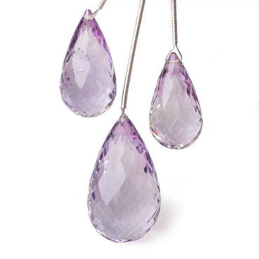 24x13-31x17mm Pink Amethyst Faceted Tear Drop Focal Beads Set of 3 AA (ONLINE ORDER ONLY)