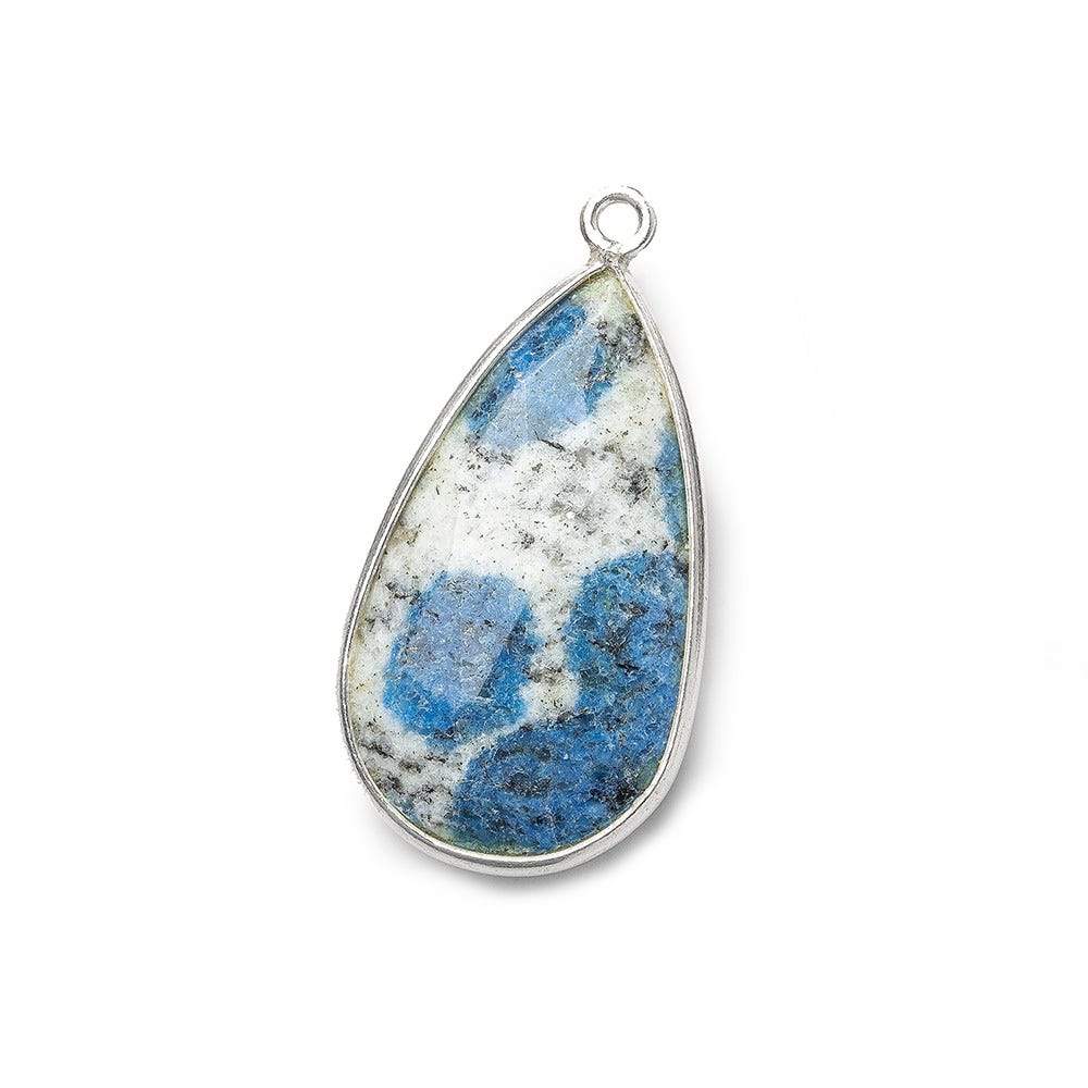 24x14mm .925 Silver Bezel K2 Granite & Azurite faceted Pear Pendant 1 piece (ONLINE ORDER ONLY)