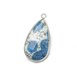 24x14mm .925 Silver Bezel K2 Granite & Azurite faceted Pear Pendant 1 piece (ONLINE ORDER ONLY)