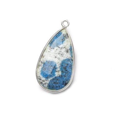 24x14mm .925 Silver Bezel K2 Granite & Azurite faceted Pear Pendant 1 piece (ONLINE ORDER ONLY)