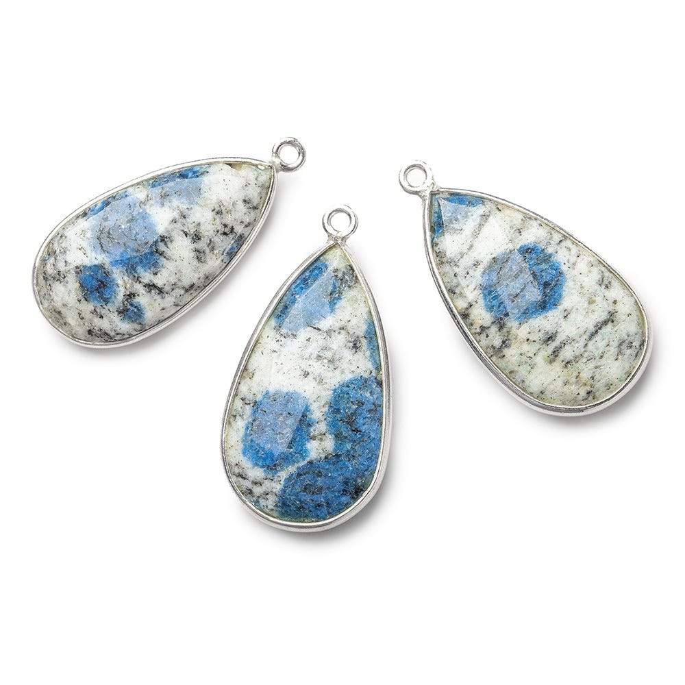 24x14mm .925 Silver Bezel K2 Granite & Azurite faceted Pear Pendant 1 piece (ONLINE ORDER ONLY)