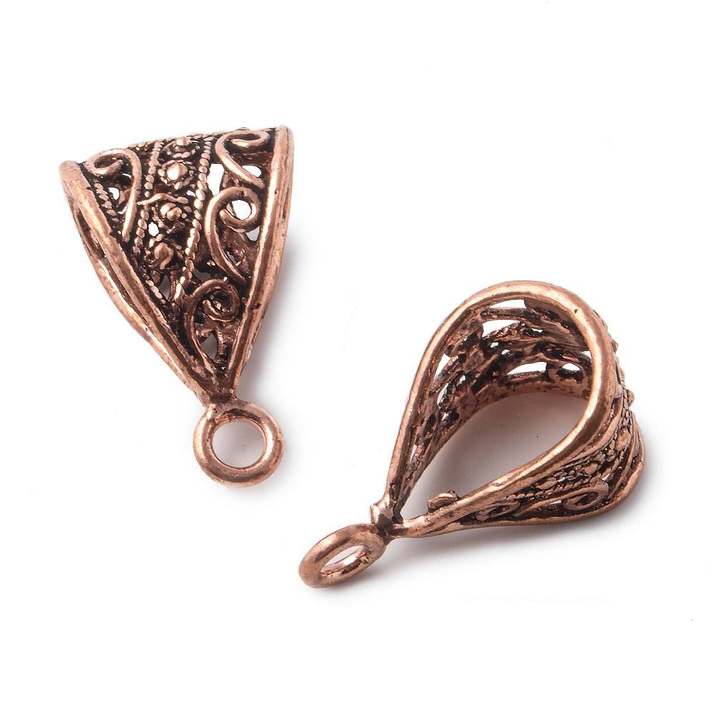 24x14x12mm Copper Bail Scroll And Miligrain Design Set of 2 (ONLINE ORDER ONLY)