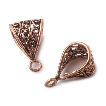24x14x12mm Copper Bail Scroll And Miligrain Design Set of 2 (ONLINE ORDER ONLY)